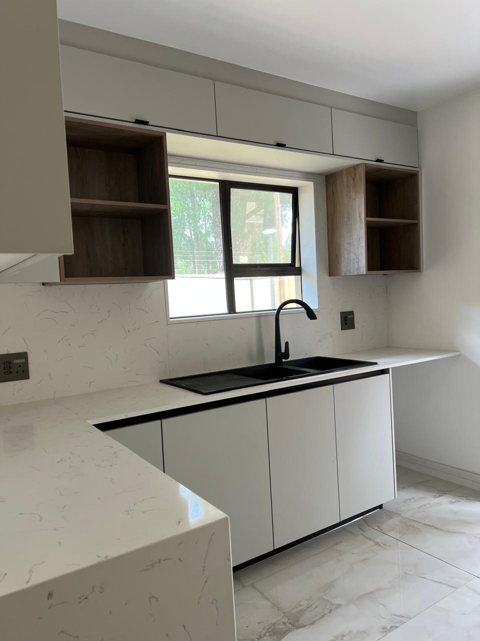 Sink Run with Open Oak Wall Boxes