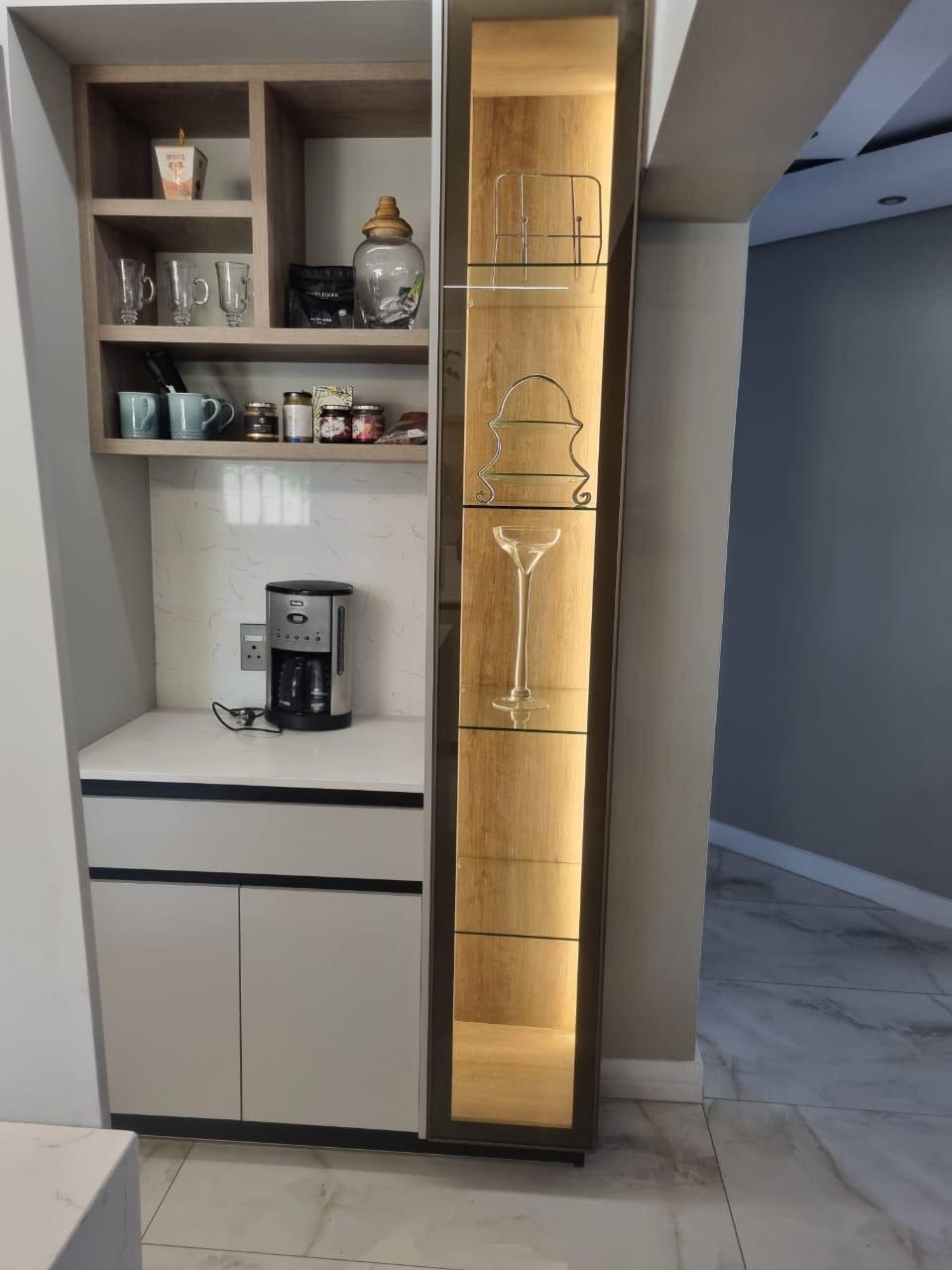 Coffee Station with Lit Glass Display Column